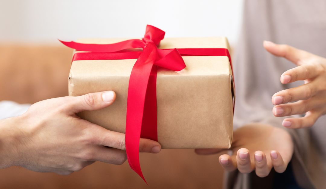 giving gift to caregiver