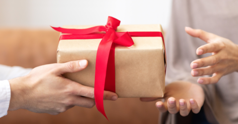 giving gift to caregiver